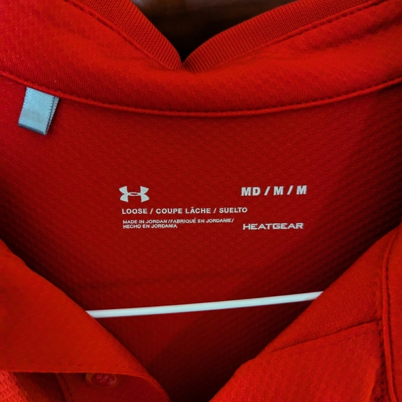 Under Armour Golf Polo Size Medium Red Pre-Owned - Picture 3 of 5